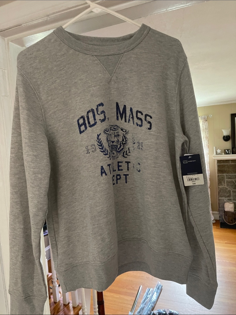 St. John's Bay Gray Crewneck Sweatshirt with Navy Graphic